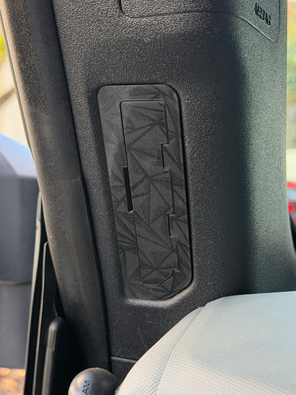 A closeup of the prismatic airlock A-pillar vent