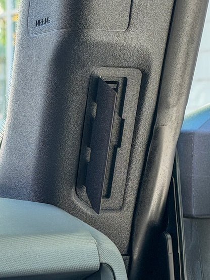 VantageLab AirLock textured black A-pillar vent installed on a Ford Bronco