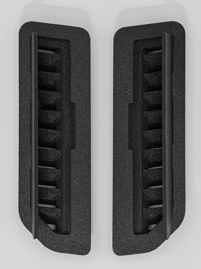 VantageLab AirLock A-pillar vent cover for Ford Bronco — front face view, open, left and right pair