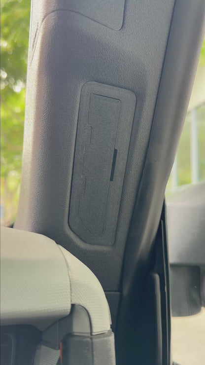 Video demonstration of AirLock A-pillar vent pivoting between open and closed positions in Ford Bronco